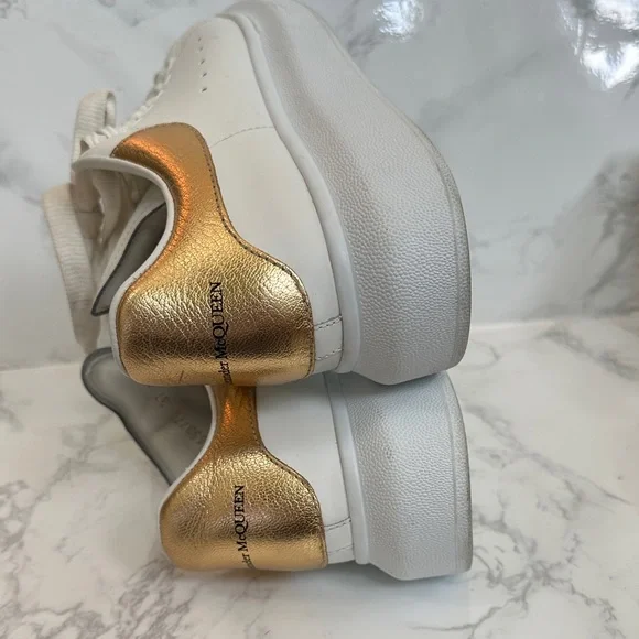 Alexander McQueen Women's Sneakers in White and Gold - Picture 11 of 14